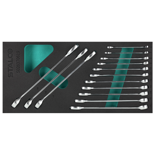 Zestaw kluczy płasko oczkowych 6-19mm, CrV 14elem STALCO S026370619.png