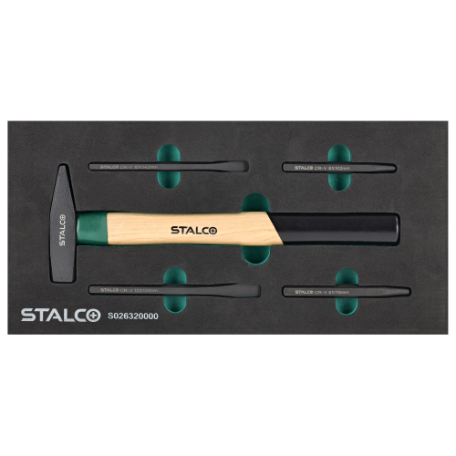 Zestaw narzędzi - młotek, punktaki, przecinaki 5elem wkład EVA STALCO S026320000.png