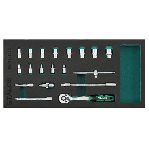 Zestaw kluczy nasadowych 14 4-14mm 19elem 72T CrV wkład EVA.jpg