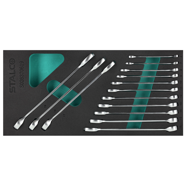 Zestaw kluczy płasko oczkowych 6-19mm, CrV 14elem STALCO S026370619.png
