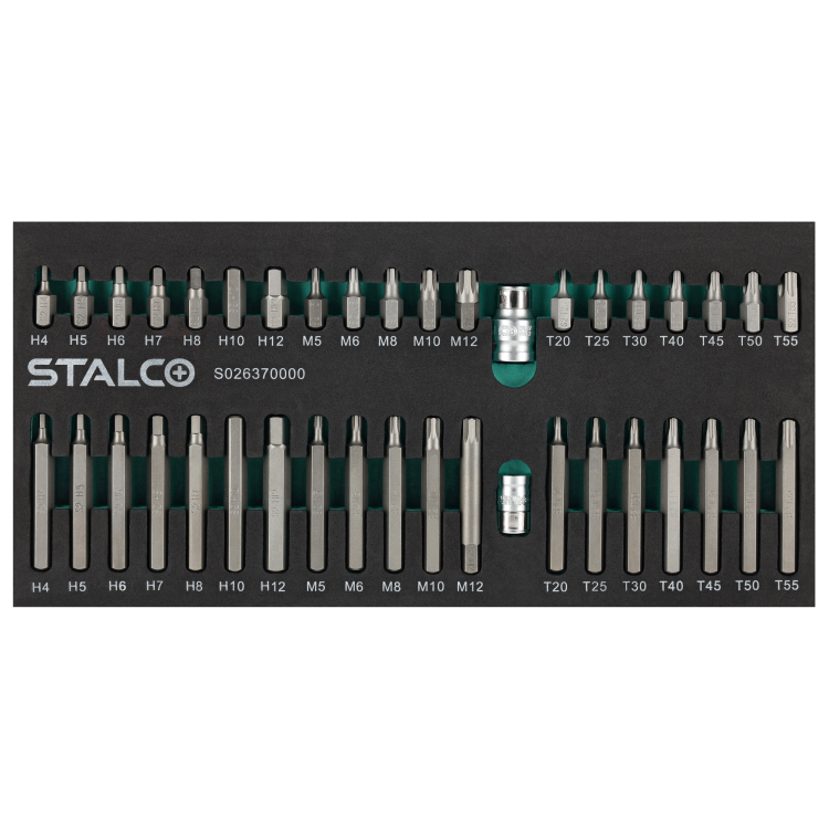 Zestaw bitów Hex, Torx, Spline z adaptorami S2 40elem wkład EVA STALCO S026370000.png