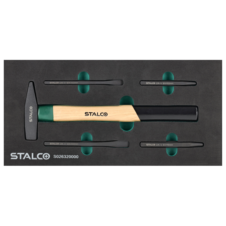 Zestaw narzędzi - młotek, punktaki, przecinaki 5elem wkład EVA STALCO S026320000.png