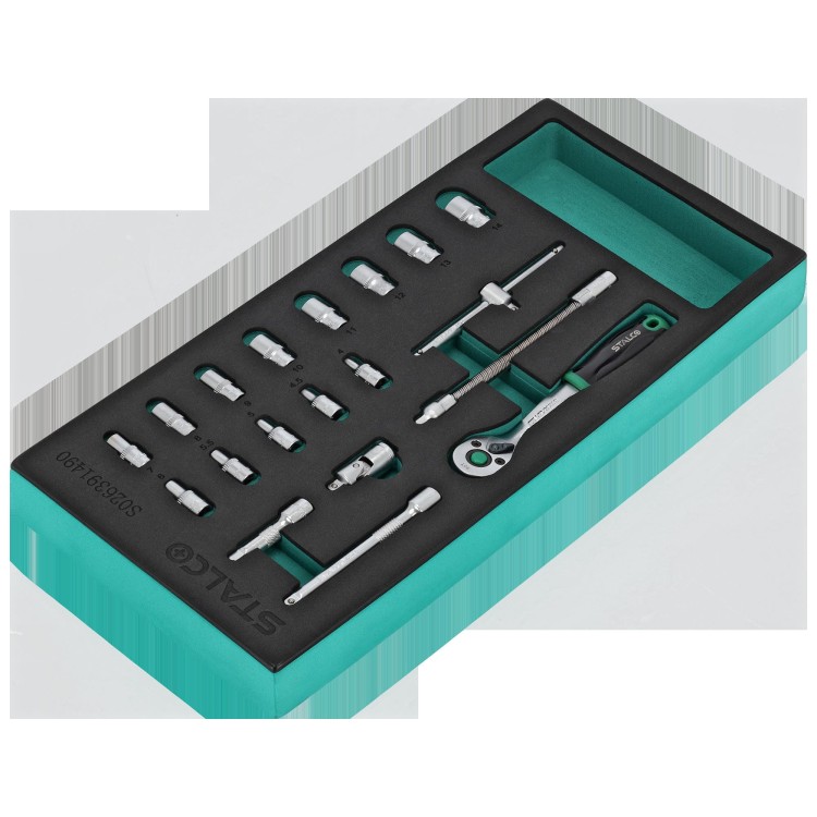 Zestaw kluczy nasadowych 14 4-14mm 19elem 90T CrV wkład EVA  4.jpg