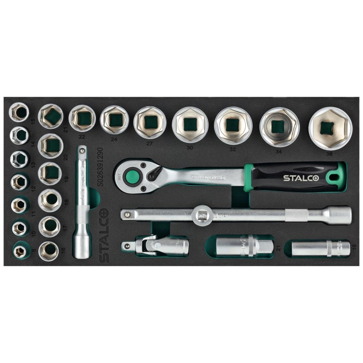 Zestaw kluczy nasadowych 12 8-36mm 27elem 90T CrV wkład EVA.jpg