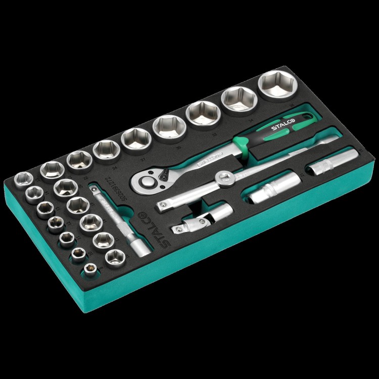 Zestaw kluczy nasadowych 12 8-36mm 27elem 72T CrV wkład EVA 1.jpg