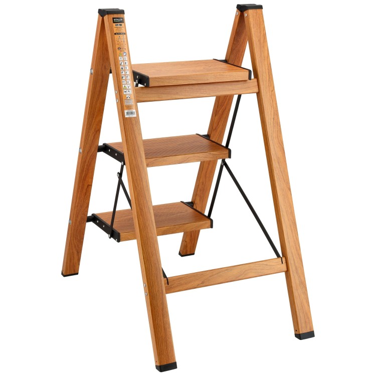 Drabina składana drewnopodobna 3-stopnie bez uchwytu STALCO PERFECT S020140413 3.jpg