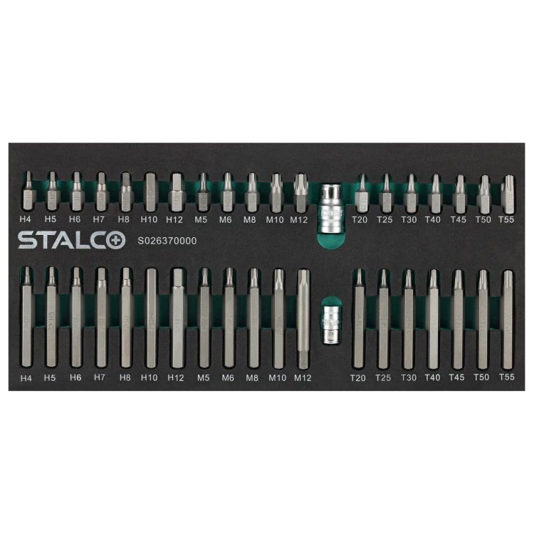 Zestaw bitów Hex, Torx, Spline z adaptorami S2 40elem wkład EVA STALCO S026370000.png